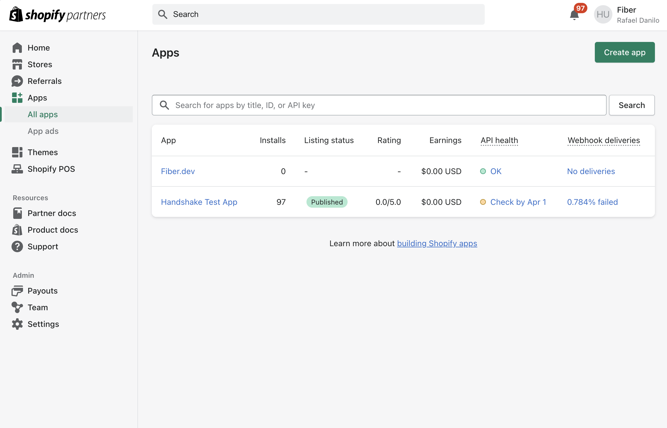 Create a new app by going to Apps > All Apps.
